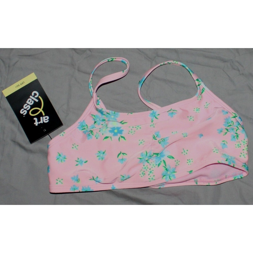 NWT Art Class Girls Bikini Floral Swim Top Pink Size XS 4/5